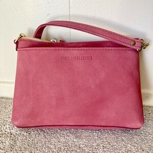 Portland Leather Foxglove Pink Brushed Classic Poppy Purse Detachable Strap